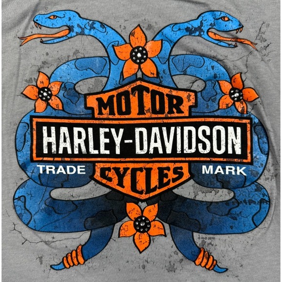 Harley-Davidson Other - Harley-Davidson Snake Graphic Tank Top Women M Gray Racerback Biker Top 2010 VTG